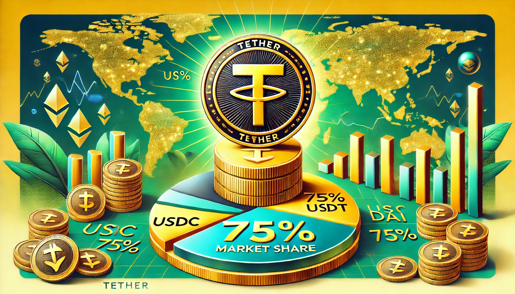 Tether Chiếm Lĩnh Thị Trường Stablecoin Toàn Cầu, đạt mức 75%.